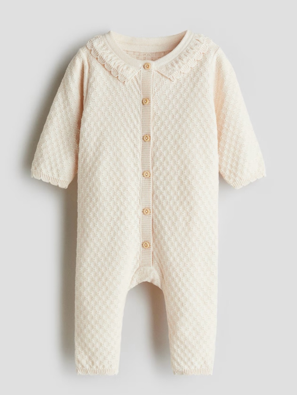 H&M TEXTURED-KNIT COTTON JUMPSUIT